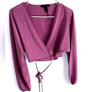 Forever 21 Mauve Long Sleeve Wrap Blouse
